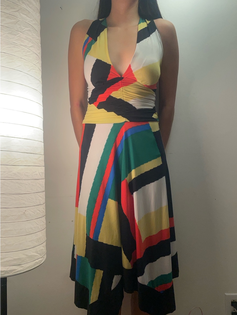 Colorblock Halter Maxi Dress in Multicolor